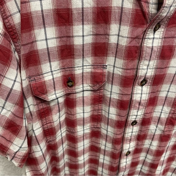 Carhartt men’s original fit red plaid shirt short sleeve button up 2XL cotton - Picture 6 of 9